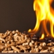 Burning wood pellets