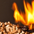 Image of burning wood pellet fuel