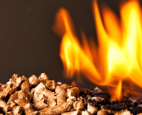 Image of burning wood pellets